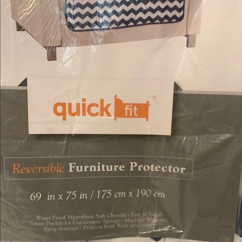 Blue and White Chevron Furniture Accent Cover